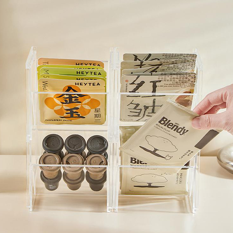 Coffee Tea Creamer - Verticale theedooshouder, stapelbare theezakjeshouder, organizer, transparante