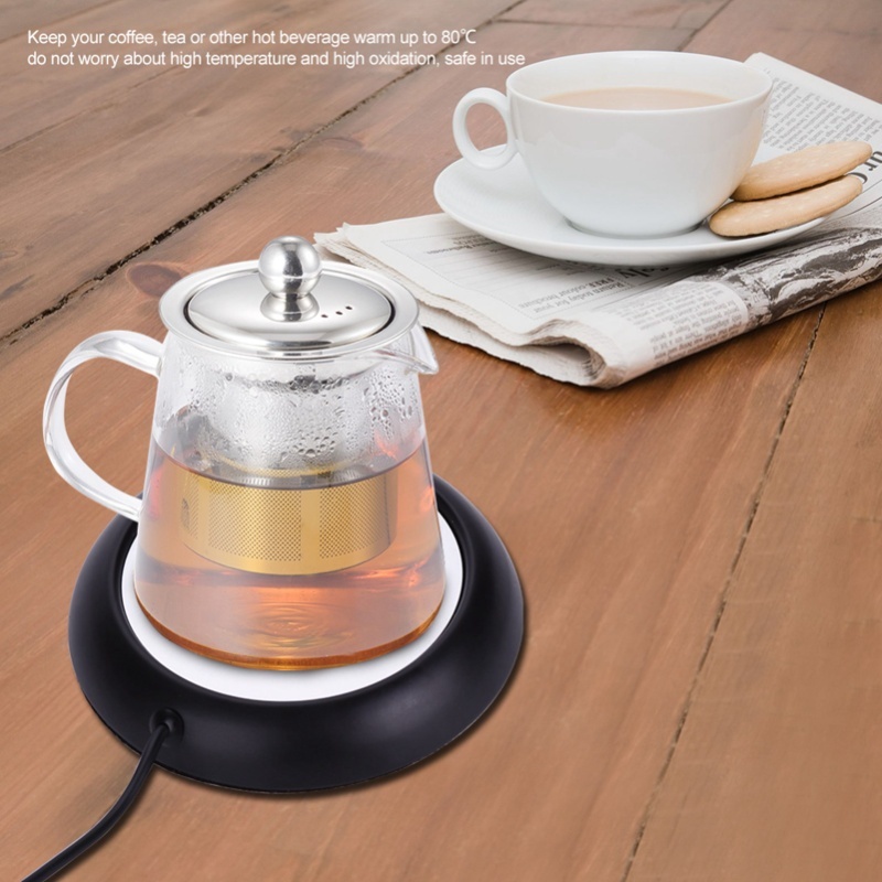Coffee Tea Warmer - USB-kopwarmermat met houtnerfpatroon voor dranken, mokken,
