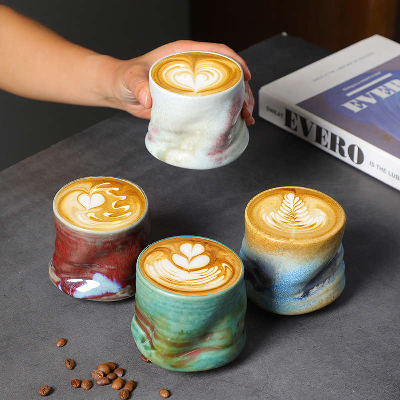 Coffee Tea Pictures - Steengoed Espressokopjes Vintage Handgeknepen Geplooide Latte