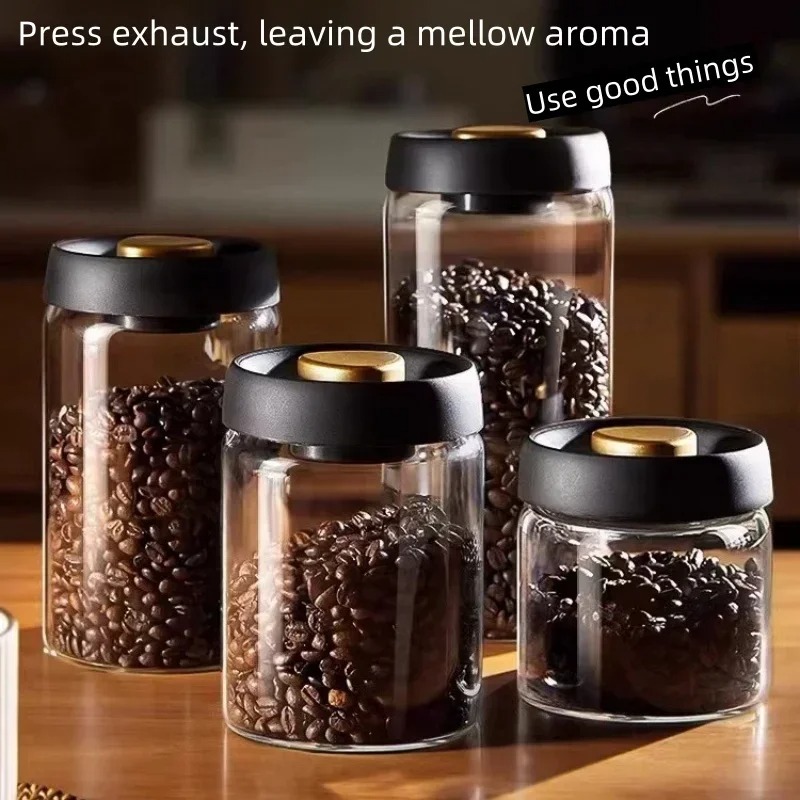 Coffee Tea Pictures - Handmatige vacuümverzegelde koffiemot Hoge borosilicaatglas Vochtbestendige