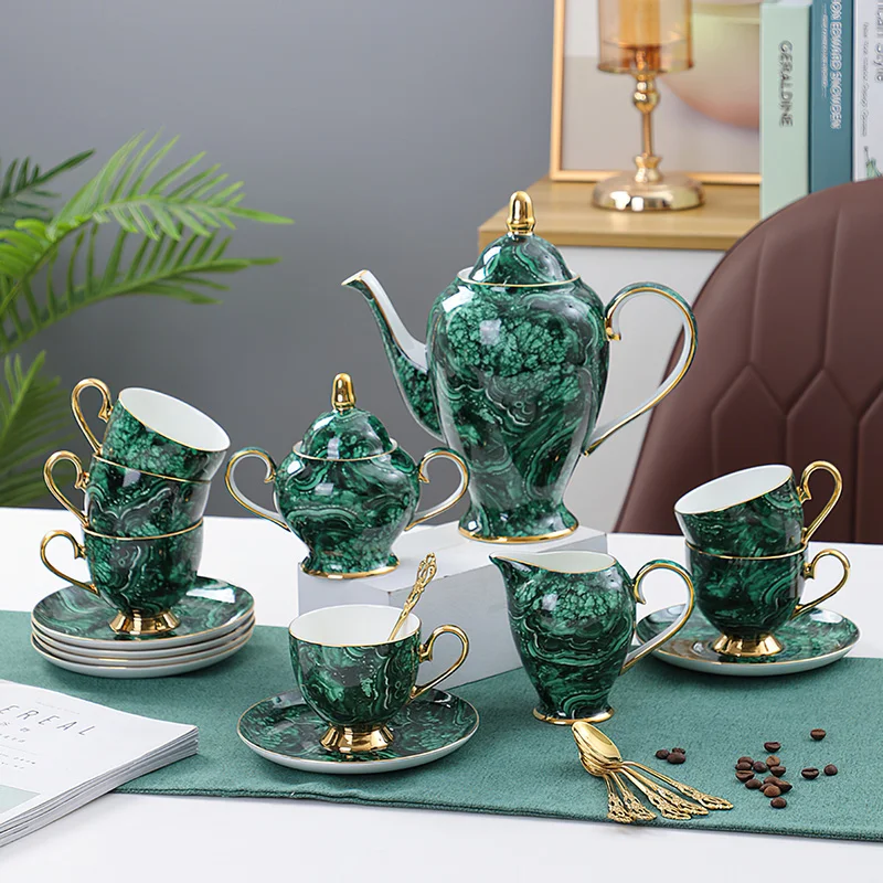 Coffee Tea Creamer - Bone China Theepot Drinkware Groen Goud