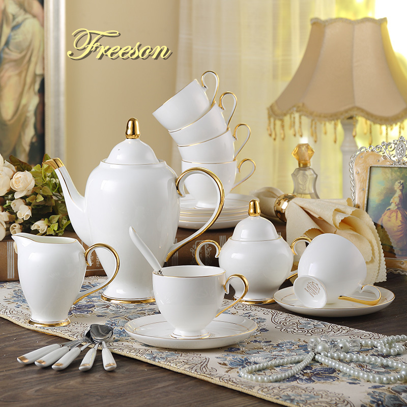 Coffee Tea Creamer - Grace Bone China Koffieset Wit Goud