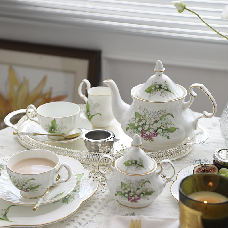Coffee Tea Creamer - Theekop Schoteltjes Lily Valley Set Porseleinen