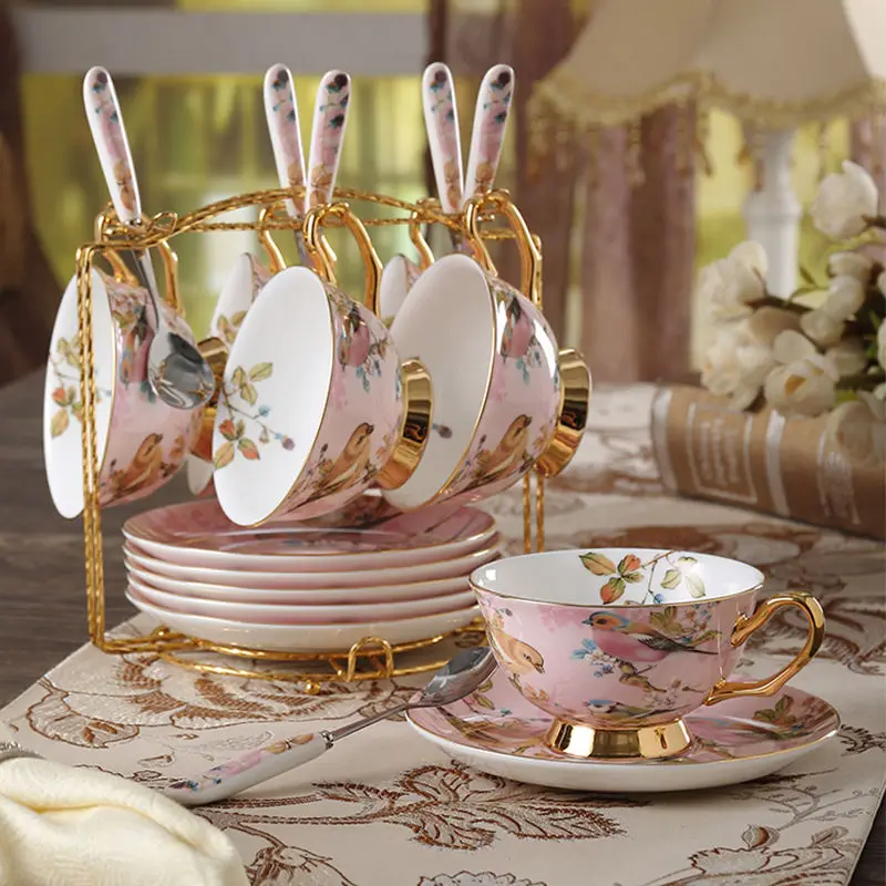 Coffee Tea Creamer - Bone China Kopje Koffie Set Roze
