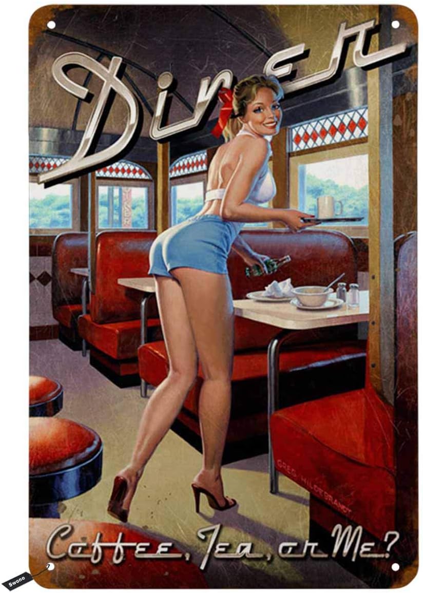 Coffee Tea With Me - Swono Dinner Tin Borden, Pin-up Girl