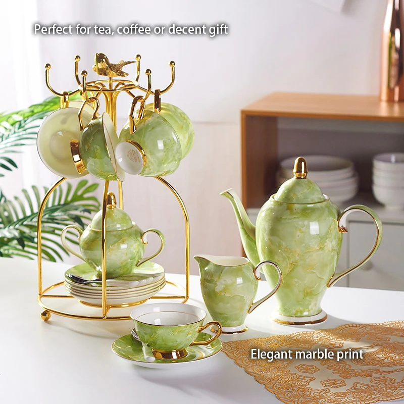 Marmeren Bone China Koffieset  - Coffee Tea Creamer recensie en prijs