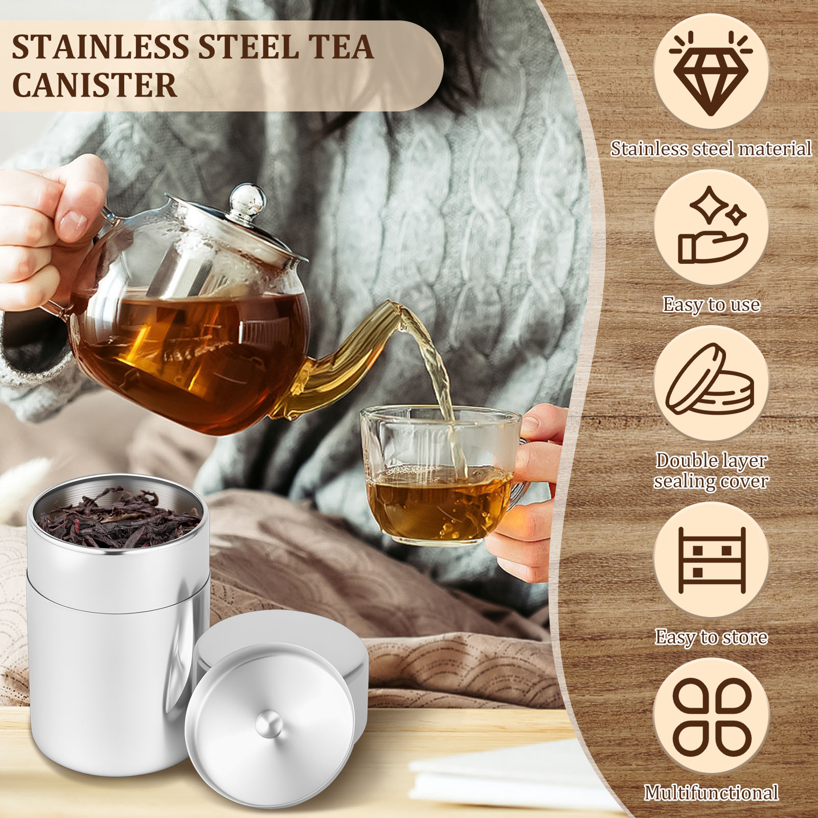 Roestvrijstalen theebladblikke - Coffee Tea Leaf And Bean recensie en prijs